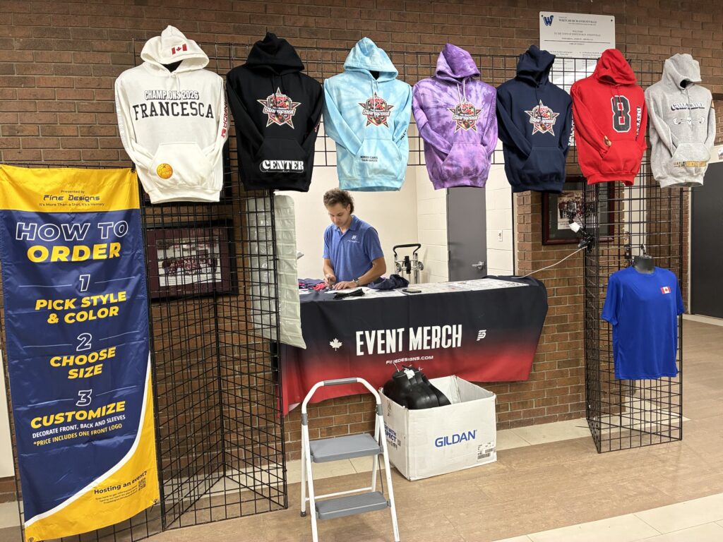 Event merchandise vendor booth setup